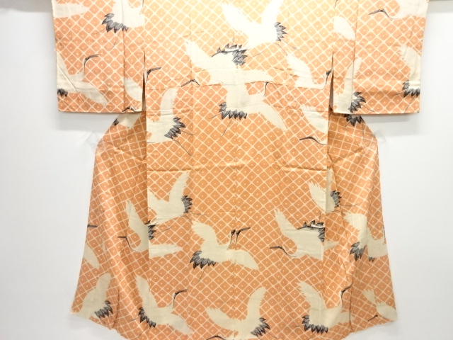 JAPANESE KIMONO / ANTIQUE JUBAN / SILK / KINSHA / CRANE